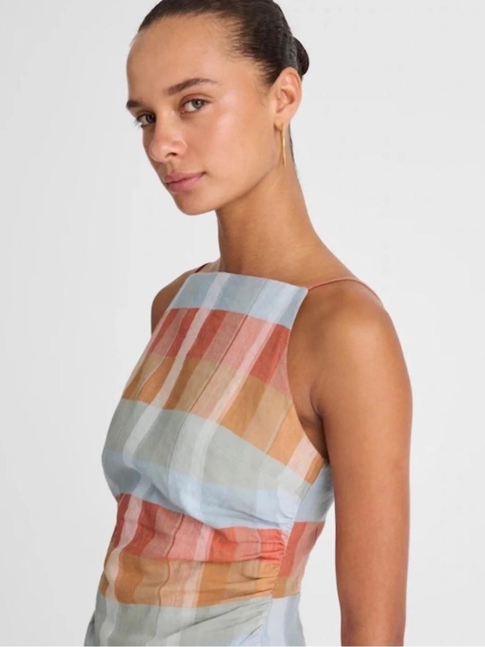 NWT Madewell Plaid square neck Tank Top size 8